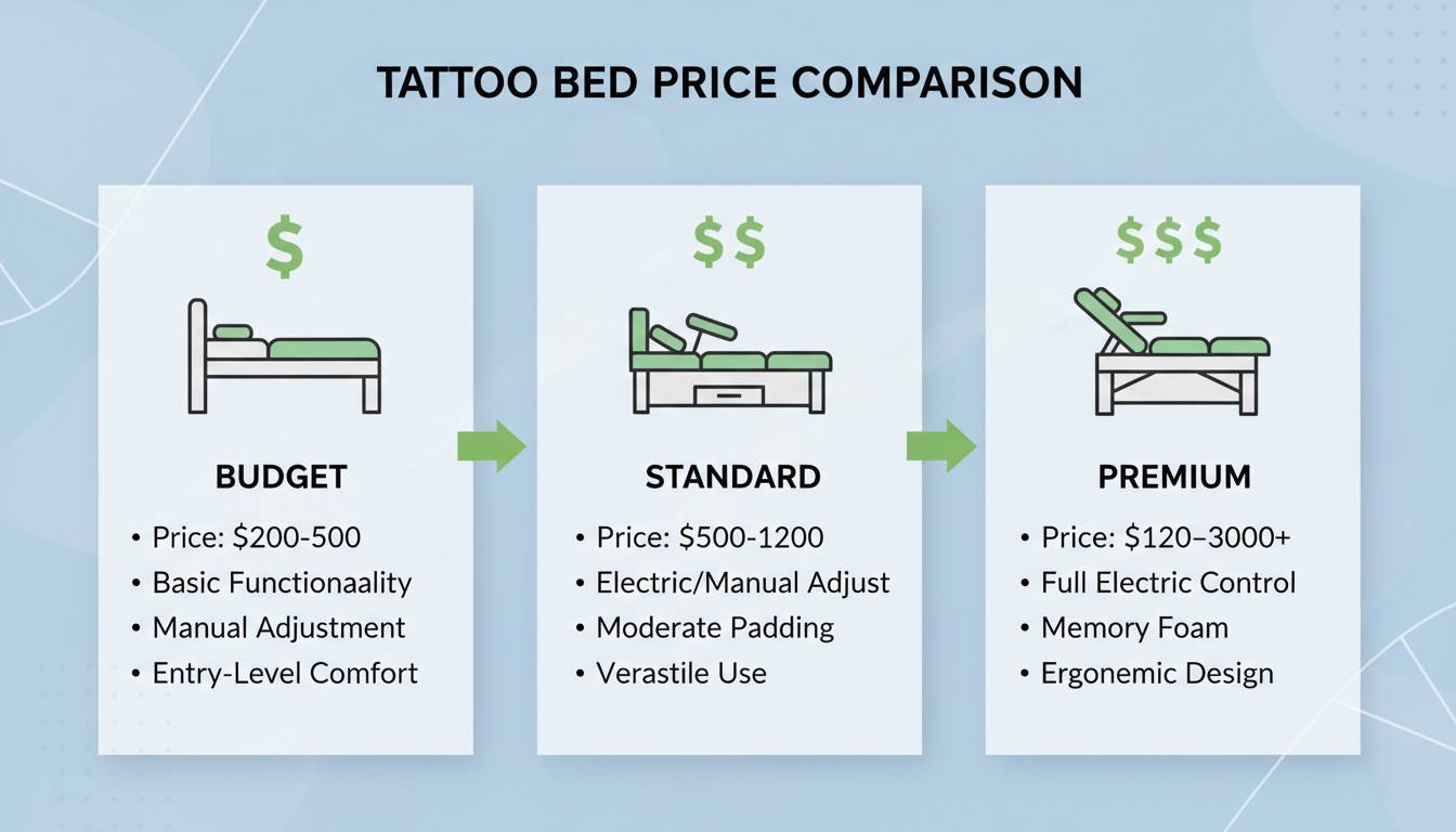 Bảng giá giường phun xăm mới nhất và các phân khúc lựa chọn