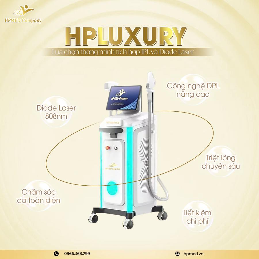 Máy triệt lông HPLuxury HPMED công nghệ DPL và Diode Laser 808nm chăm sóc da chuyên sâu