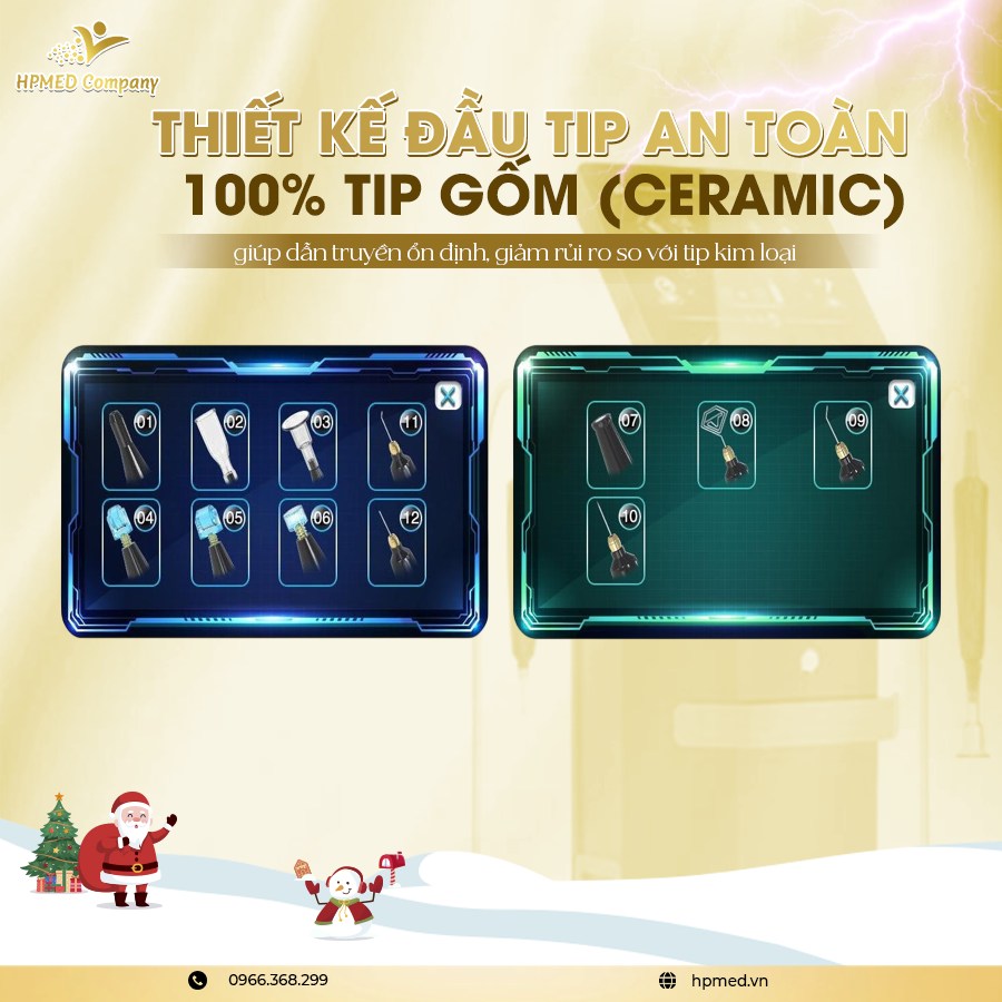 Các loại đầu tip gốm ceramic an toàn HPMED Company cho thiết bị y tế thẩm mỹ