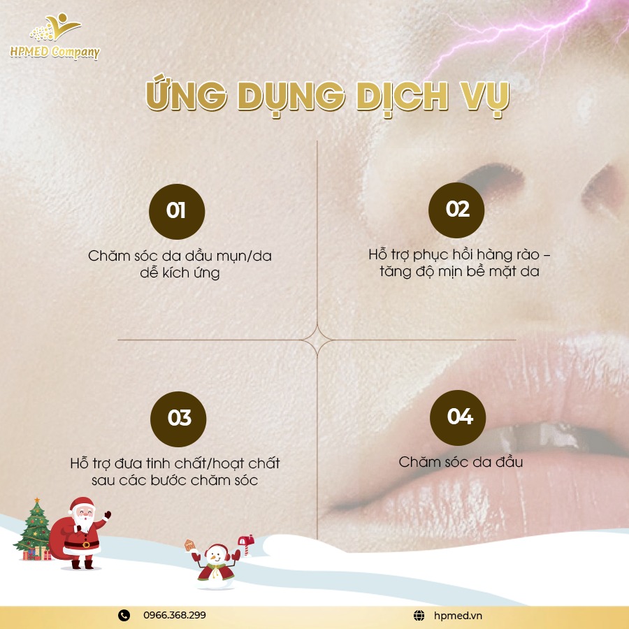 Banner HPMED Company giới thiệu dịch vụ chăm sóc da dầu mụn, phục hồi hàng rào da và hỗ trợ đưa tinh chất dưỡng da