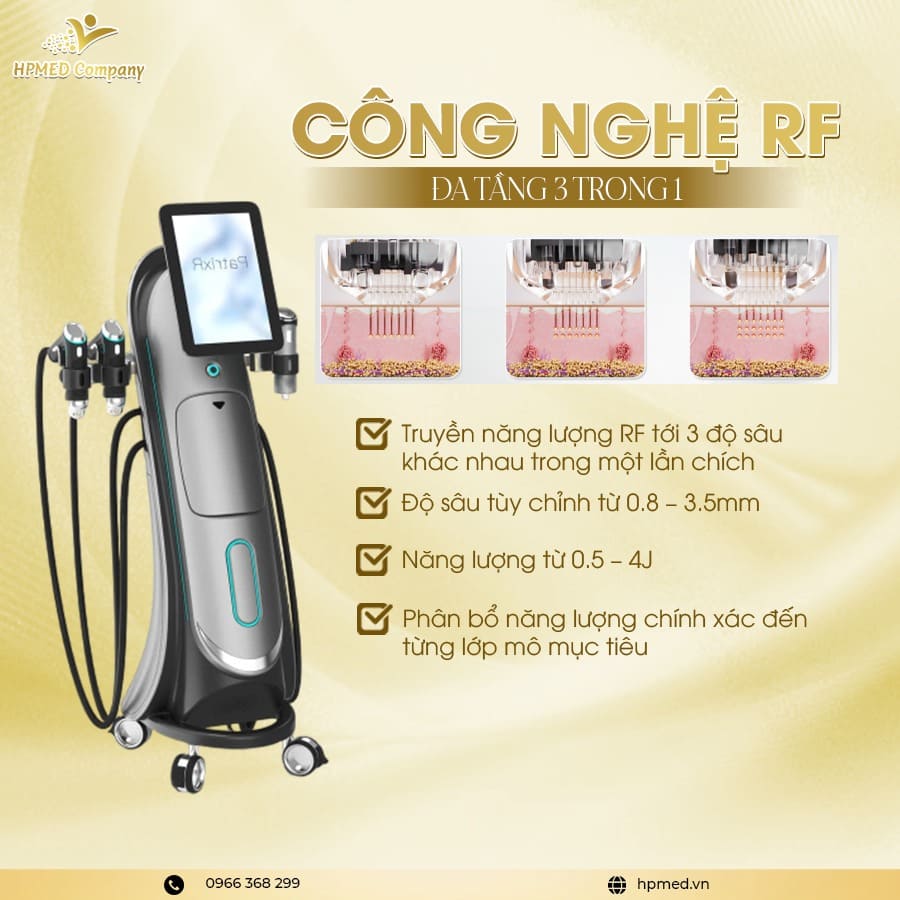 Máy điều trị da công nghệ RF đa tầng 3 trong 1 HPMED Company dùng cho spa và thẩm mỹ viện