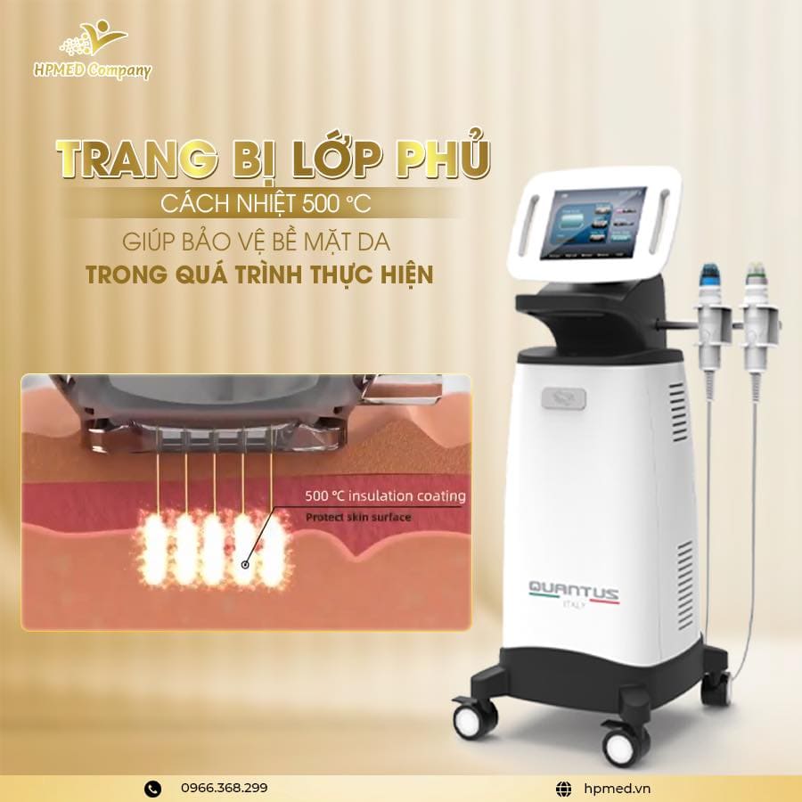 Máy RF Vi Điểm Quantus Italy với lớp phủ cách nhiệt 500 độ C bảo vệ bề mặt da