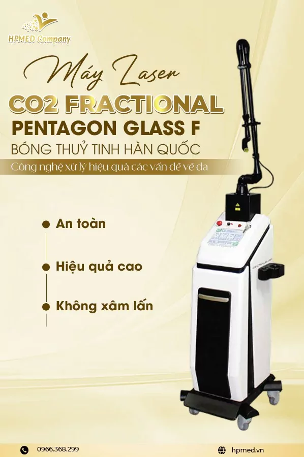 Máy Laser CO2 Fractional Pentagon Glass F Bóng Thủy Tinh Hàn Quốc ⭐ Ultra Pulse 20W – Chuẩn Điều Trị Sẹo &amp; Trẻ Hóa Da